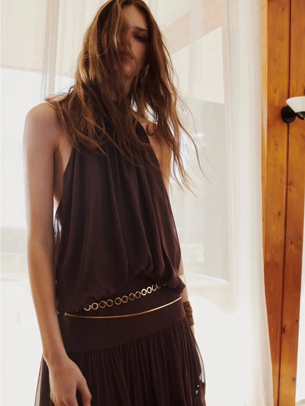 NWT (size small) MANGO HALTER DRESS WITH RUFFLES - Picture 4 of 9